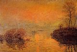 Seine Paintings - Sunset on the Seine at Lavacourt Winter Effect by Claude Monet